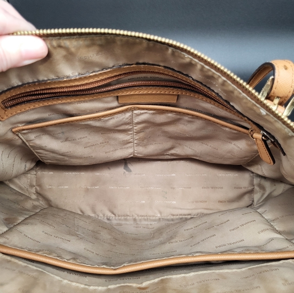 Michael Kors Brown Tote Bag with Gold Finishings, 16×11×5, EUC - Picture 5 of 8